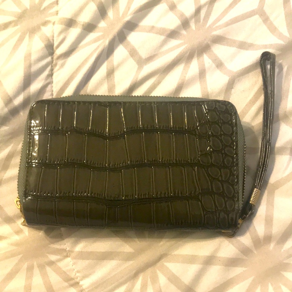 Dark Grey/Olive Green double-zipper wallet